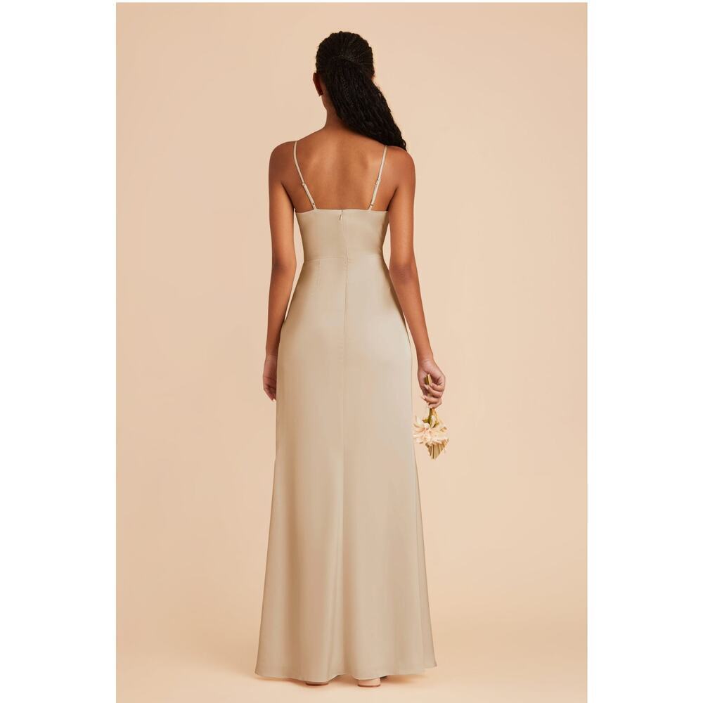 Birdy Grey Lydia Dress Matte Satin Neutral Champagne Medium Long Bridesmaid Cowl - Picture 2 of 13